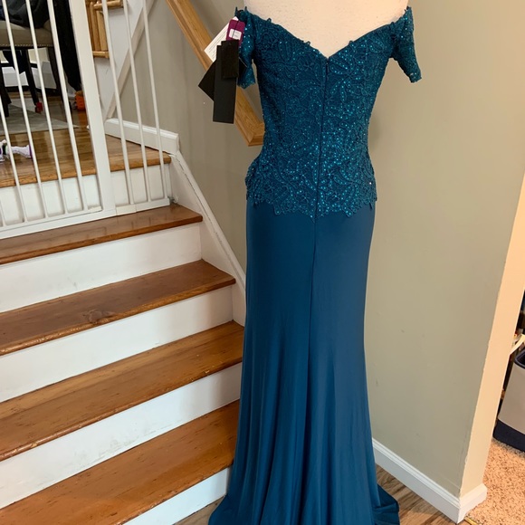 MGNY 71517 teal dress size 4 & 14 - Picture 5 of 8